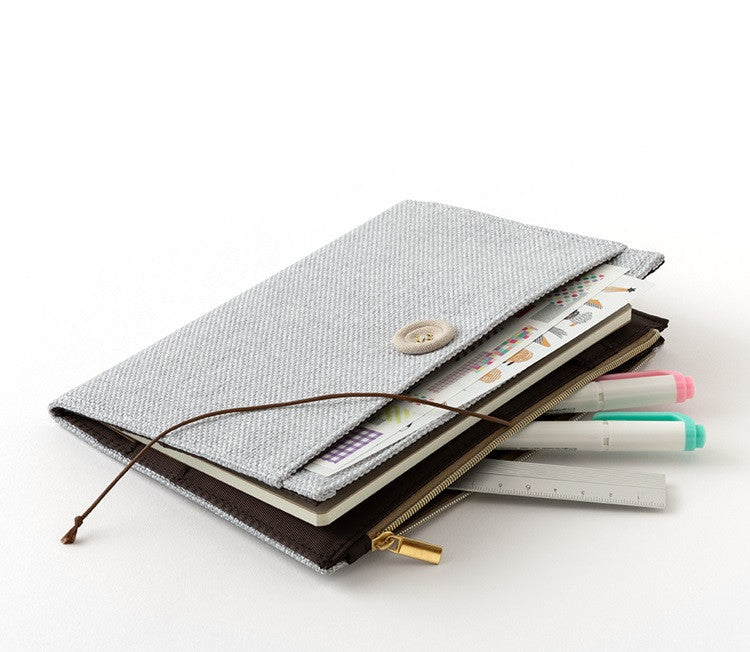 Płócienna okładka Midori Yuru Log B6 | Szara