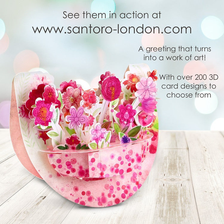 Kartka okolicznościowa Santoro Pop n Rock | Różowy bukiet