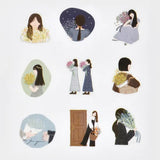 Naklejki Washi w taśmie | Dziewczyna z kwiatami