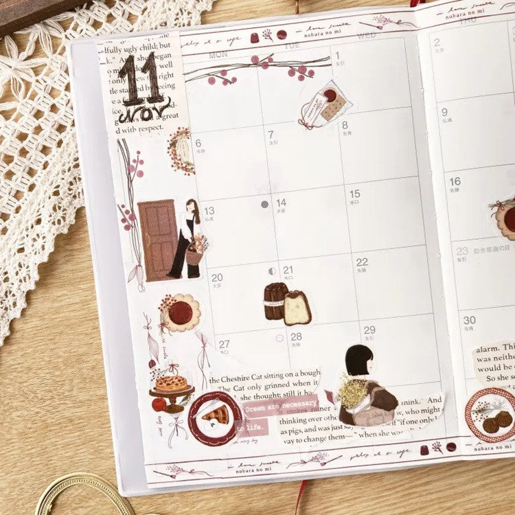 Naklejki Washi w taśmie | Dziewczyna z kwiatami