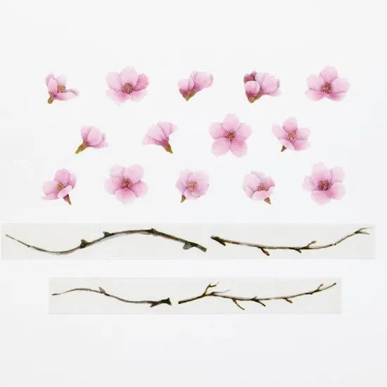 Zestaw naklejek Washi w taśmie | Wiśnia Kawazu