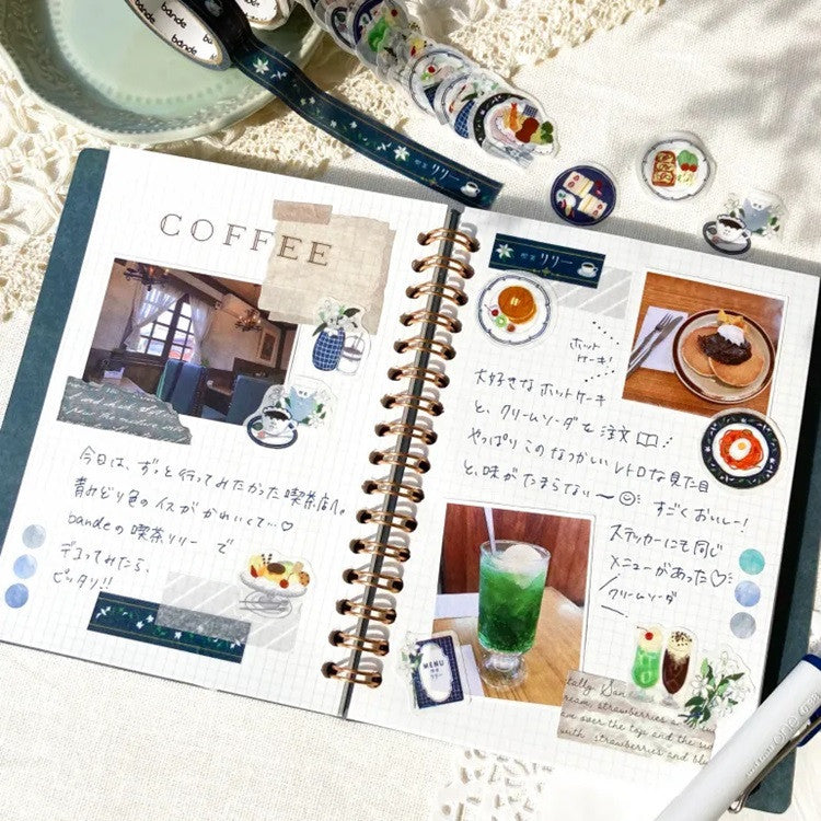 Zestaw naklejek Washi w taśmie | Kawiarnia