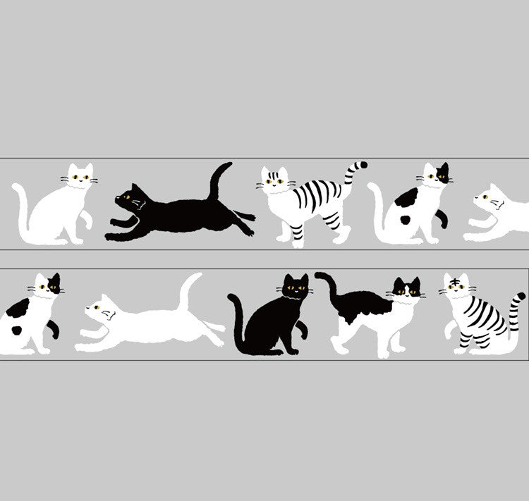Taśma dekoracyjna | Czarno-białe koty