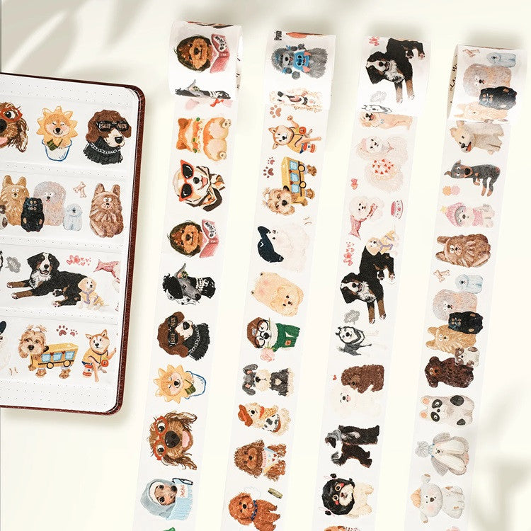 Zestaw naklejek w taśmie Washi | Wesołe szczeniaki