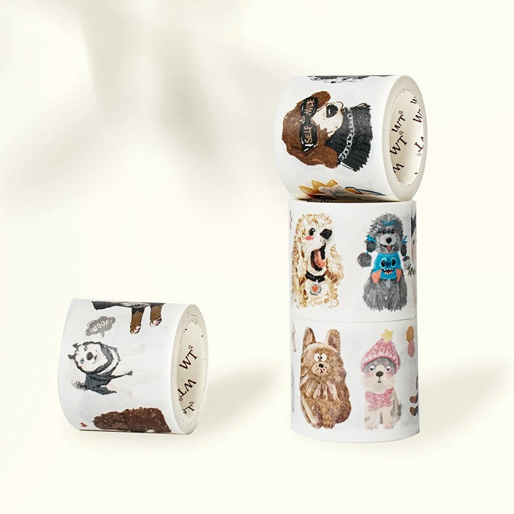 Zestaw naklejek w taśmie Washi | Wesołe szczeniaki