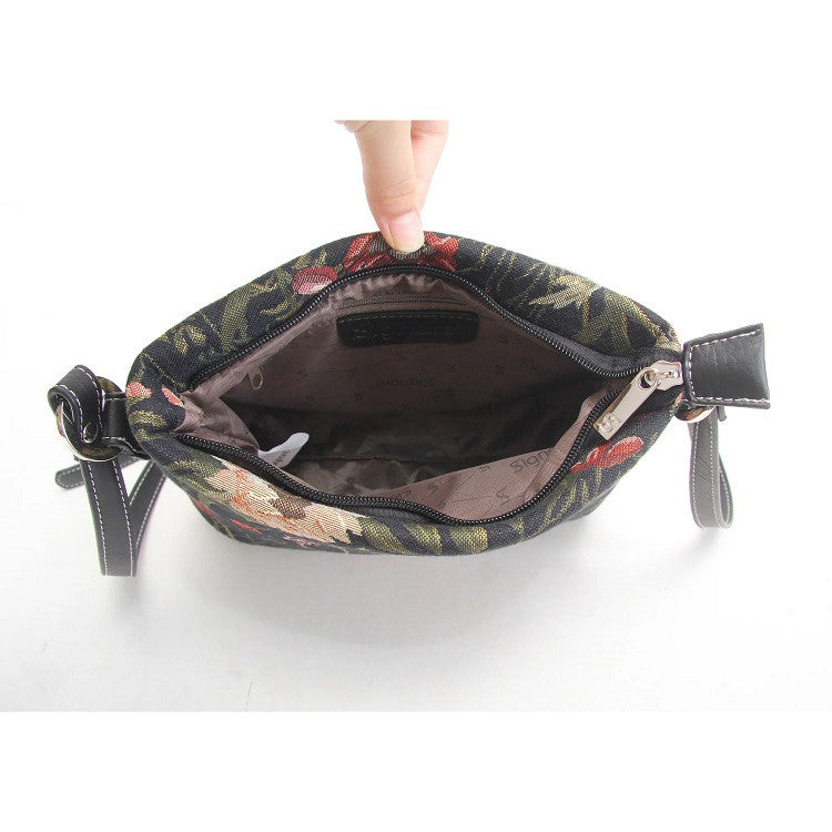 Torebka na ramię | Poranny ogród - Czarny