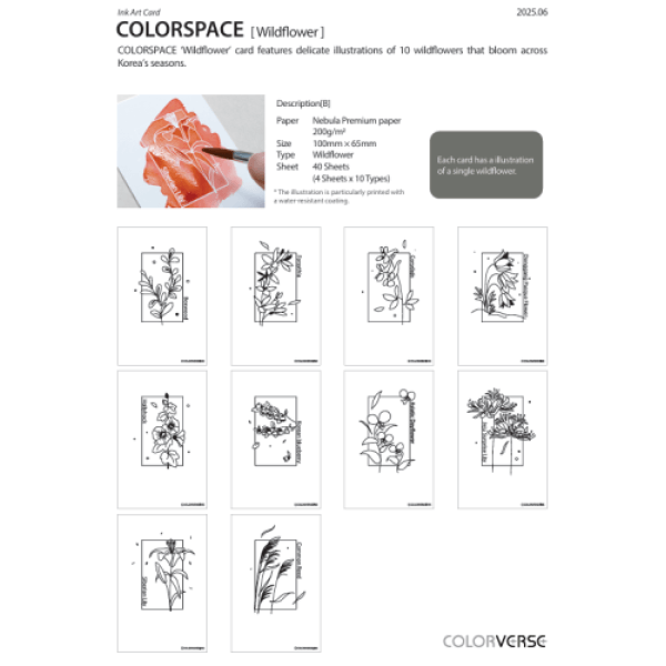 Karty do tworzenia wzorników Colorverse Ink | Dzikie kwiaty B