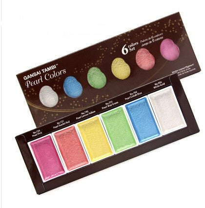 Farby akwarelowe Kuretake Gansai Tambi Pearl Colors  6 sztuk