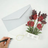 Kartka okolicznościowa 3D Blooming | Kosmosy krwistoczerwone