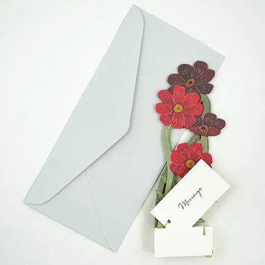 Kartka okolicznościowa 3D Blooming | Kosmosy krwistoczerwone