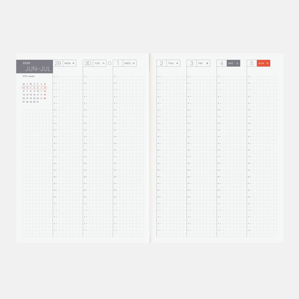 Kalendarz dzienny 2026 Hobonichi Techo Cousin A5 | Edycja angielska