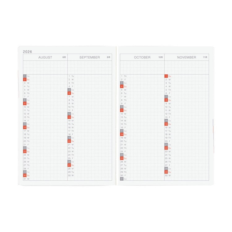 Kalendarz dzienny 2026 Hobonichi Hon A6 Black Gingham | Edycja angielska