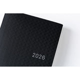Kalendarz dzienny 2026 Hobonichi Hon A6 Black Gingham | Edycja angielska