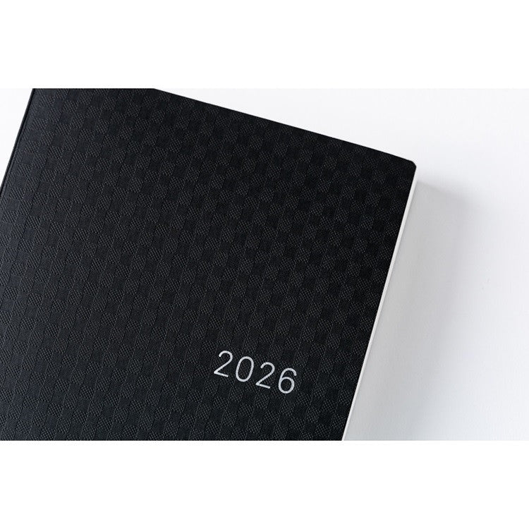 Kalendarz dzienny 2026 Hobonichi Hon A6 Black Gingham | Edycja angielska