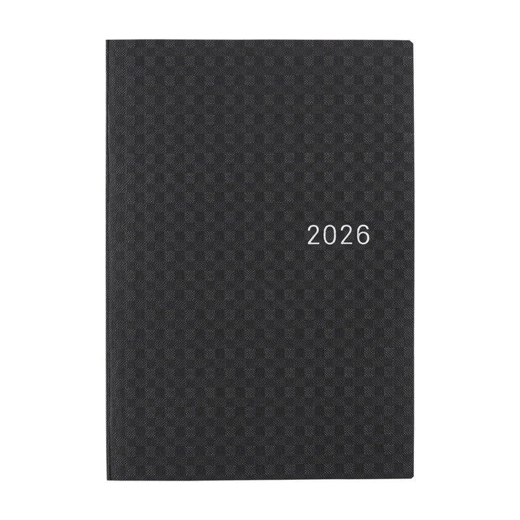 Kalendarz dzienny 2026 Hobonichi Hon A6 Black Gingham | Edycja angielska