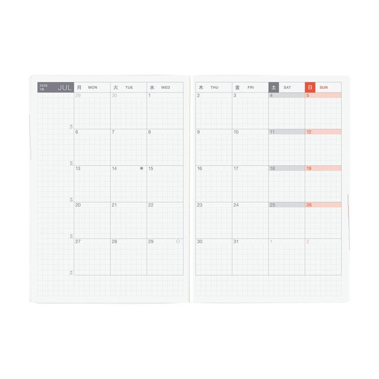 Kalendarz dzienny 2026 Hobonichi Hon A6 Black Gingham | Edycja angielska