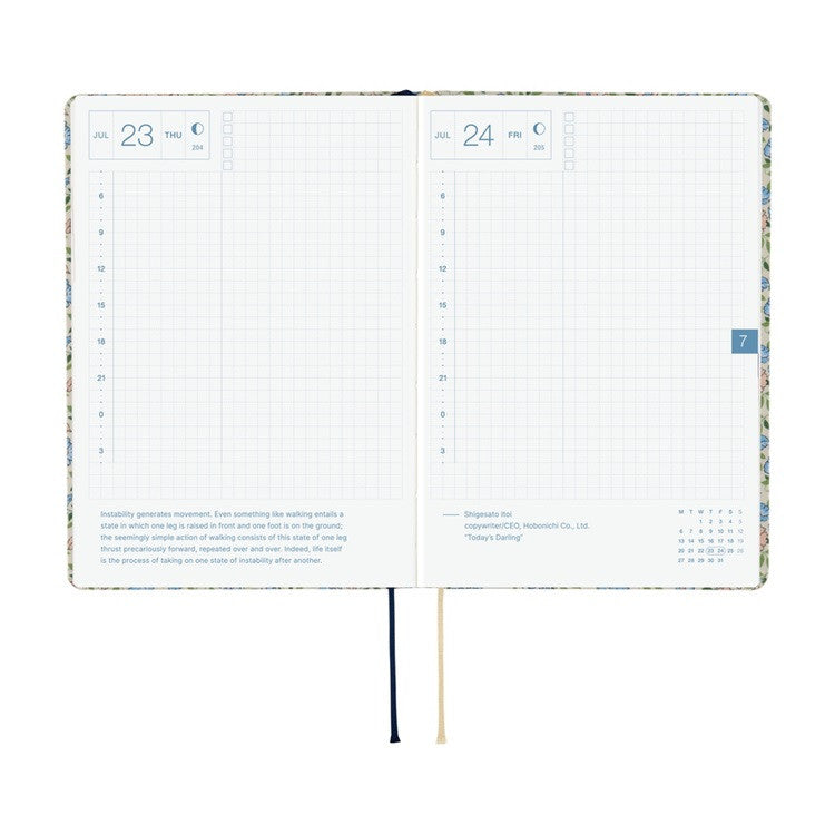 Kalendarz dzienny 2026 Hobonichi Hon A6 | Liberty Fabrics: Sasha Kiora | Edycja angielska