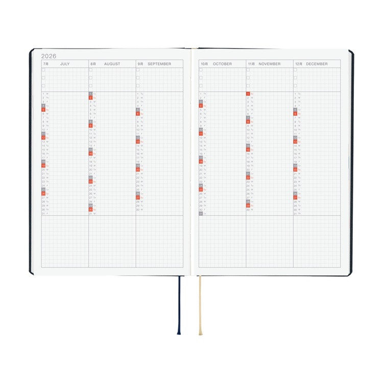 Kalendarz dzienny 2026 Hobonichi Hon A5 Slash Navy | Edycja angielska