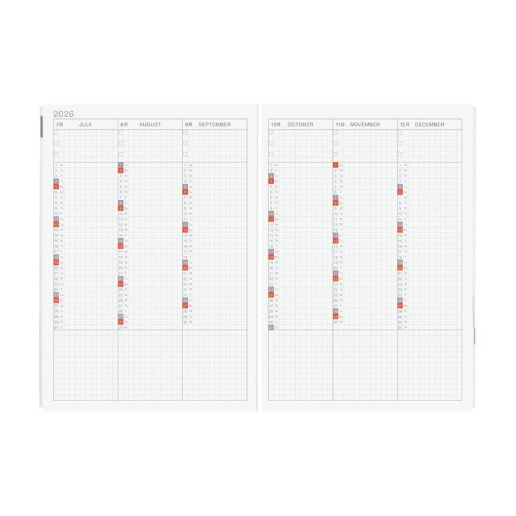 Kalendarz dzienny 2026 Hobonichi Hon A5 Black Gingham | Edycja angielska