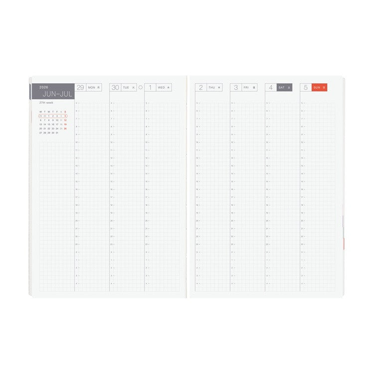 Kalendarz dzienny 2026 Hobonichi Hon A5 Black Gingham | Edycja angielska