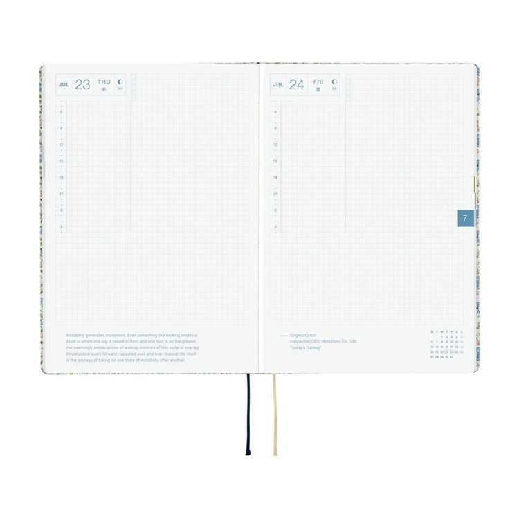 Kalendarz dzienny 2026 Hobonichi Hon A5 | Liberty Fabrics: Sasha Kiora | Edycja angielska