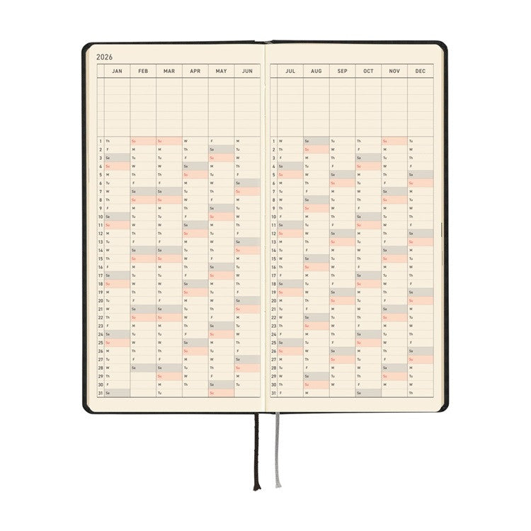 Kalendarz Tygodniowy 2026 Hobonichi Techo Weeks | Paper Series: Black Gingham | Edycja angielska