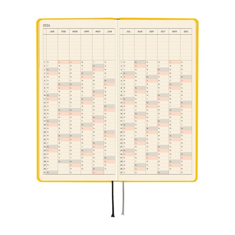 Kalendarz Tygodniowy 2026 Hobonichi Techo Weeks | Colors: Full Moon Yellow | Edycja angielska