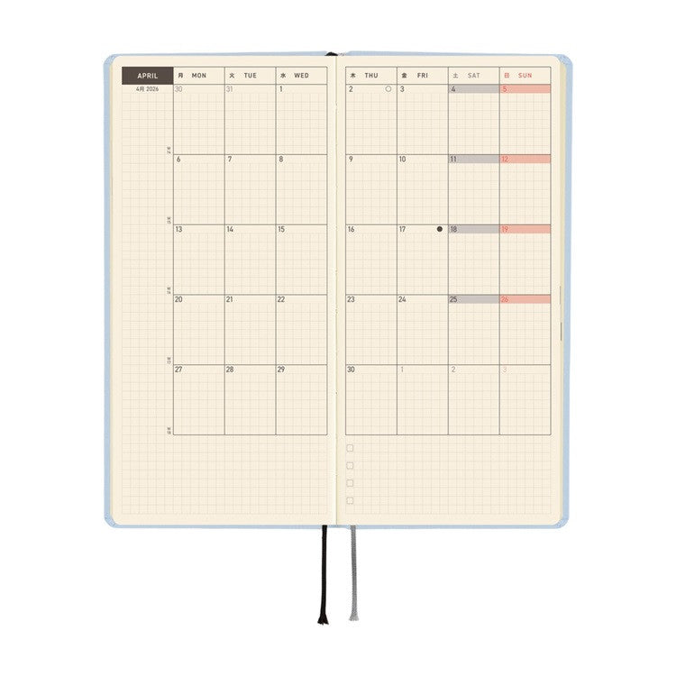 Kalendarz Tygodniowy 2026 Hobonichi Techo Weeks | Colors: Sky Mist | Edycja angielska