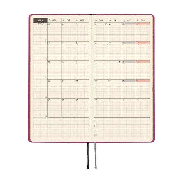 Kalendarz Tygodniowy 2026 Hobonichi Techo Weeks | Colors: Peony Purple | Edycja angielska