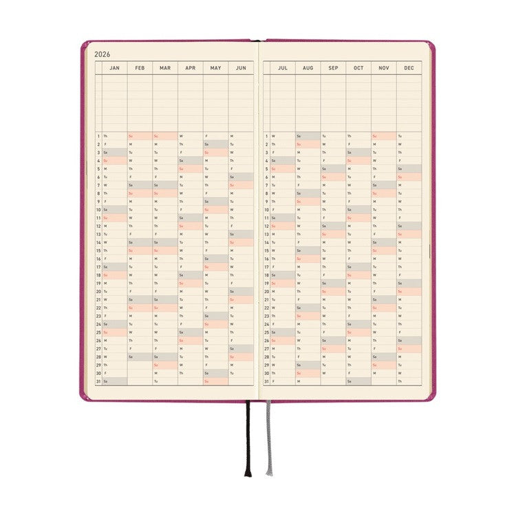 Kalendarz Tygodniowy 2026 Hobonichi Techo Weeks | Colors: Peony Purple | Edycja angielska