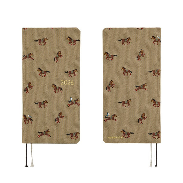 Kalendarz Tygodniowy 2026 Hobonichi Techo Weeks | Bow & Tie: Galloping Horses | Edycja angielska