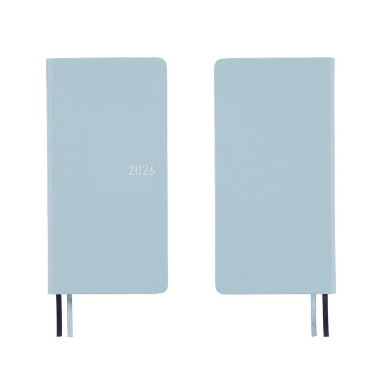Kalendarz Tygodniowy 2026 Hobonichi Techo Weeks | Leather: Snow Blue | Edycja angielska
