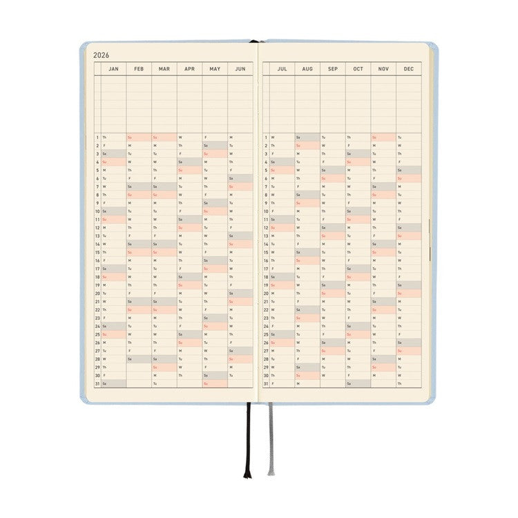 Kalendarz Tygodniowy 2026 Hobonichi Techo Weeks Mega | Colors: Sky Mist | Edycja angielska