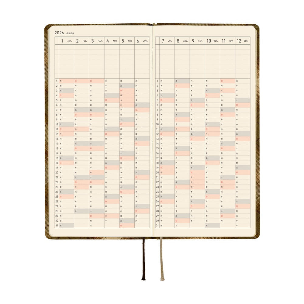 Kalendarz Tygodniowy 2026 Hobonichi Techo Weeks | Shirt Fabric: Foggy Plaid | Edycja japońska
