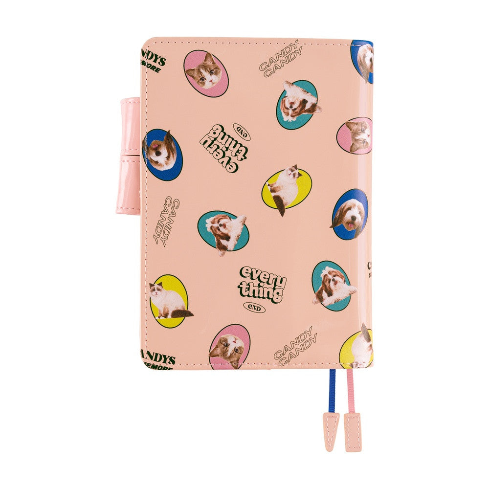 Okładka na kalendarz Hobonichi Techo A6 | Candy Stripper: Random Dog & Cat (Pink)