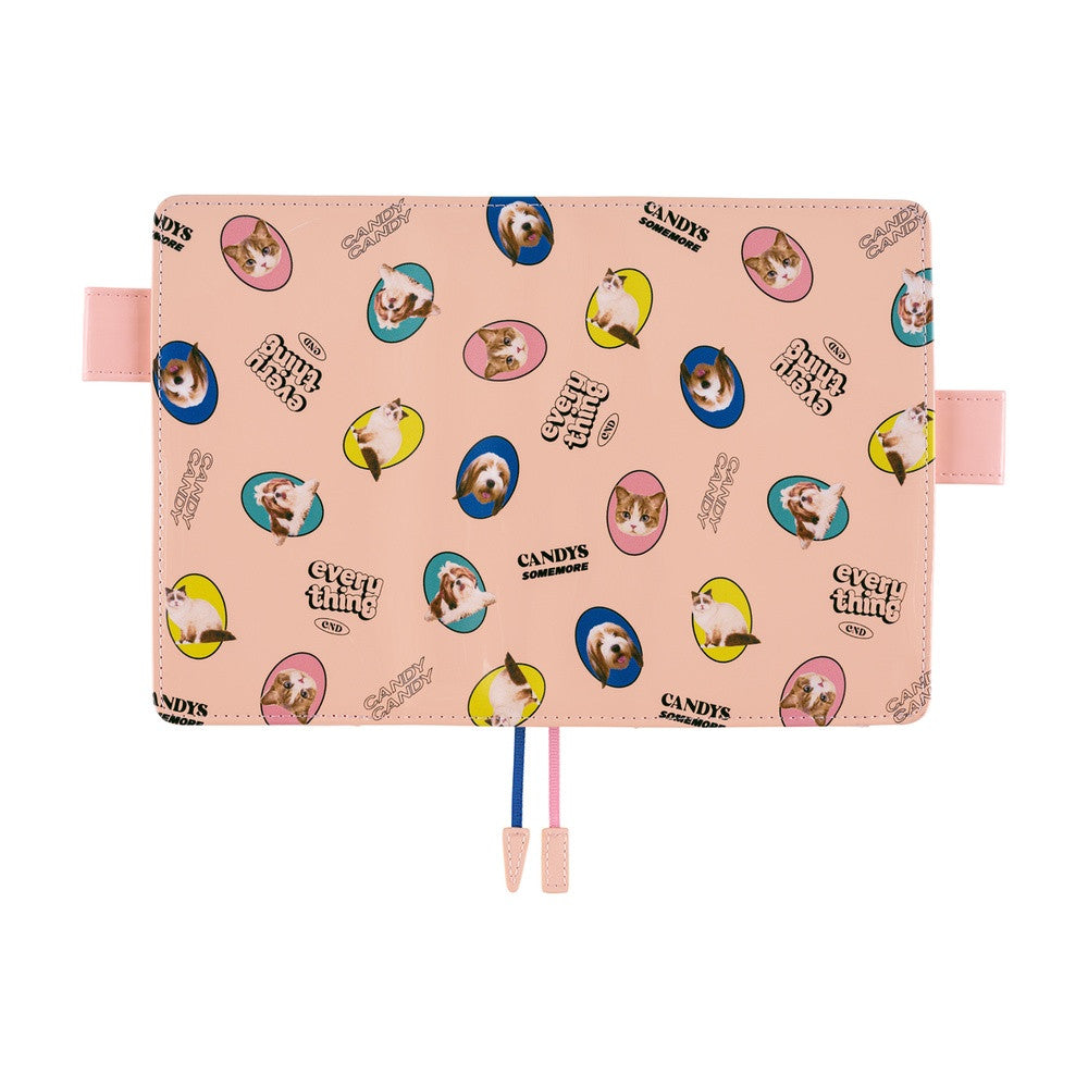 Okładka na kalendarz Hobonichi Techo A6 | Candy Stripper: Random Dog & Cat (Pink)