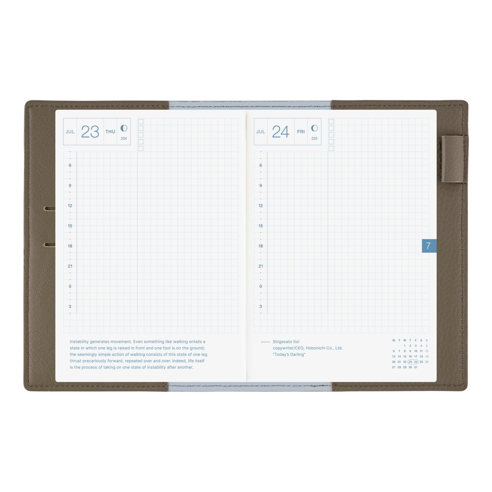 Okładka na kalendarz Hobonichi Techo A6 | Leather: Taut ( Grey & Light Blue)