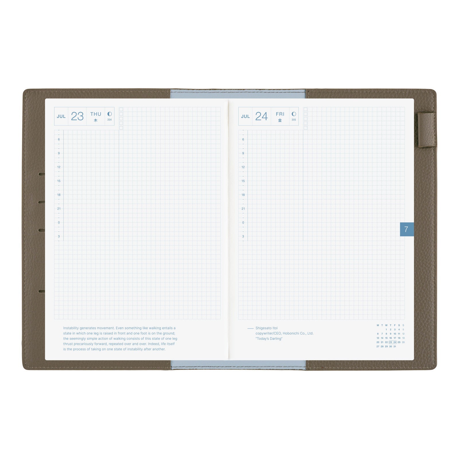 Okładka na kalendarz Hobonichi Techo A5 | Leather: Taut ( Grey & Light Blue)