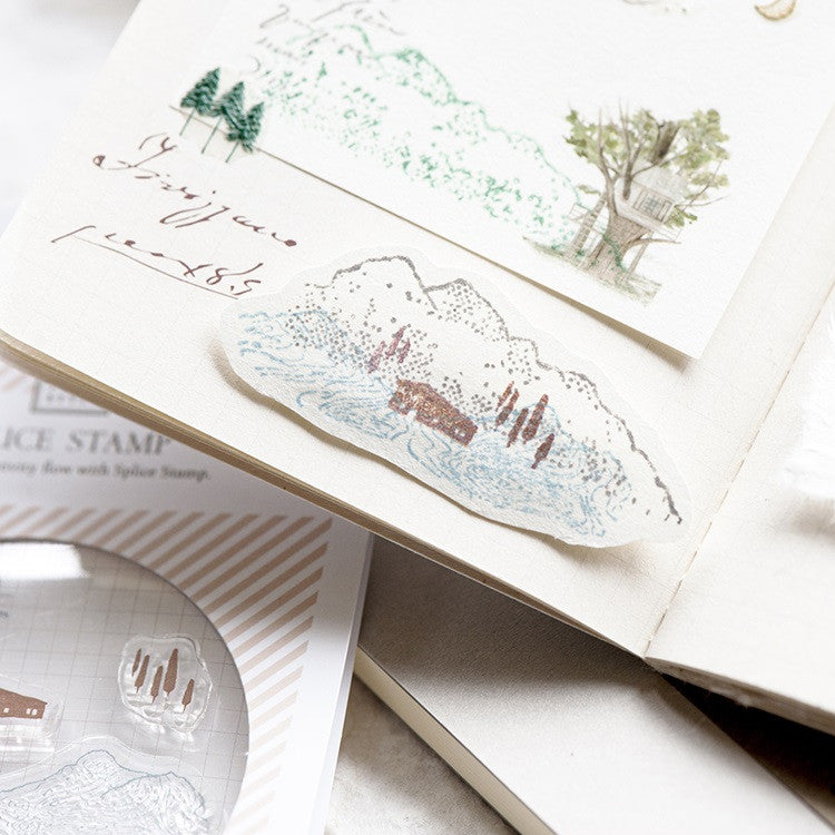 Zestaw stempli silikonowych Icon | Górski krajobraz