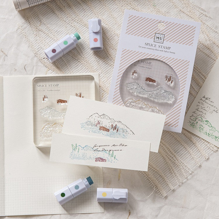 Zestaw stempli silikonowych Icon | Górski krajobraz