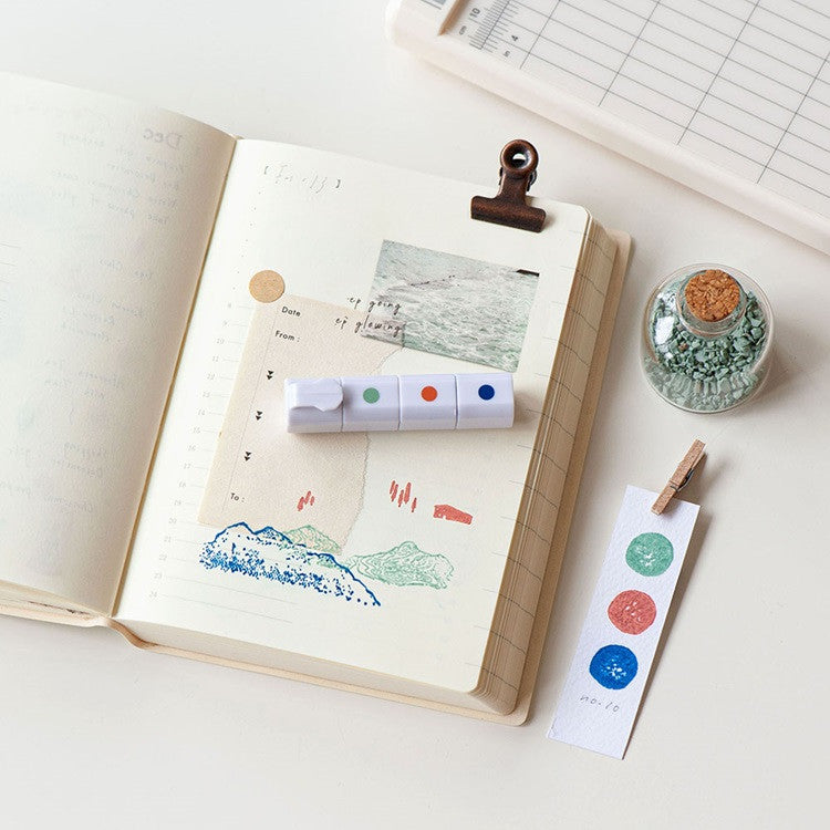 Zestaw tuszy do pieczątek w pisaku | Niebieski-Czerwony-Zielony