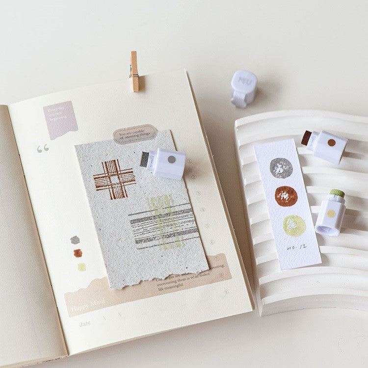 Zestaw tuszy do pieczątek w pisaku | Jasnozielony-Brązowy-Szary