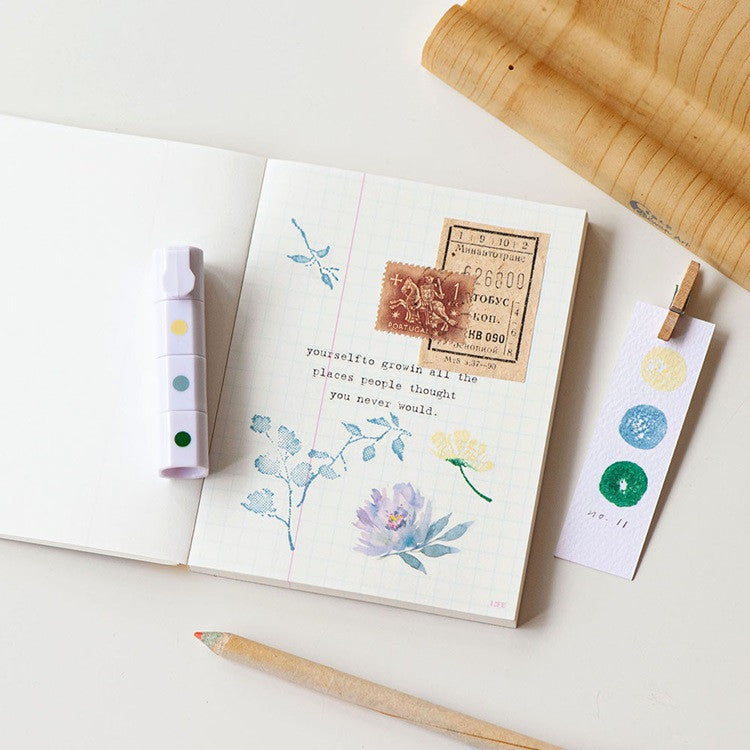 Zestaw tuszy do pieczątek w pisaku | Zielony-Niebieski-Żółty