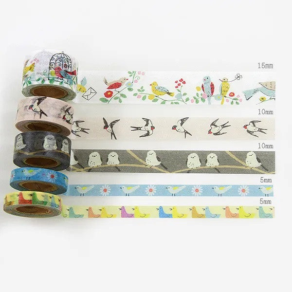 Zestaw mini taśm washi w pudełku | Ptaki