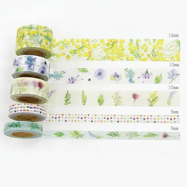 Zestaw mini taśm washi w pudełku | Rośliny