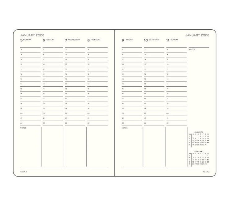 Kalendarz tygodniowy 2026 Leuchtturm1917 Wertykalny Master A4+ | Czarny