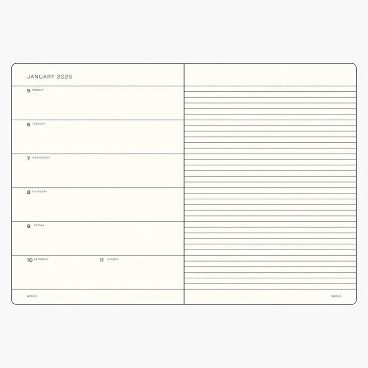 Kalendarz tygodniowy 2026 Leuchtturm1917 Horyzontalny Master A4+ | Bordowy