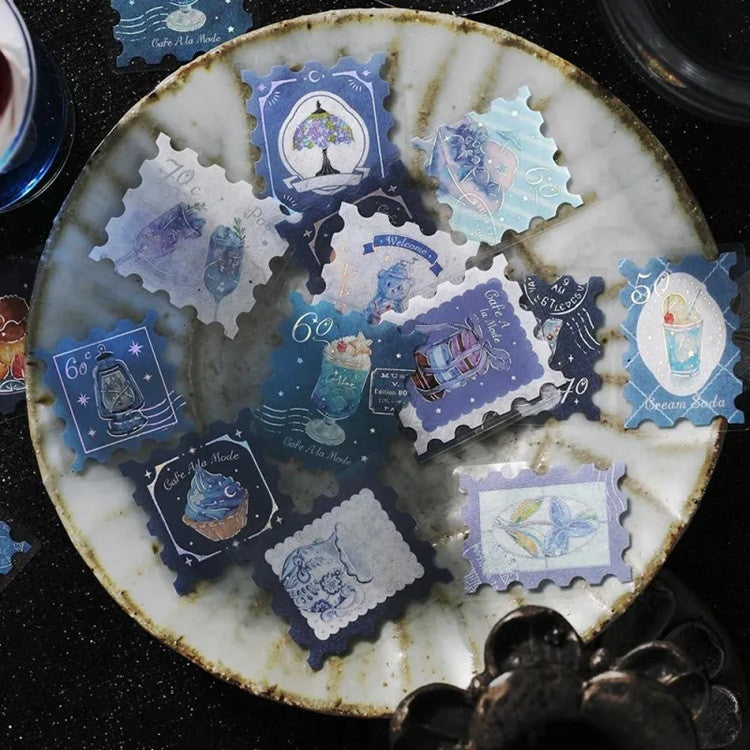 Zestaw naklejek Znaczki | Niebieska Kawiarnia