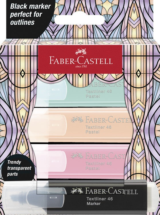 Zakreślacze Faber-Castell 4 sztuki GLASSY | Pastel