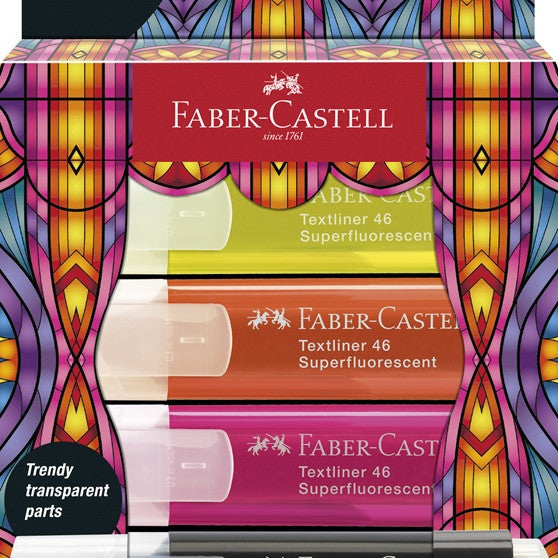 Zakreślacze Faber-Castell 4 sztuki GLASSY | Fluo